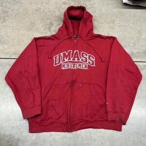 vintage umass amherst minutemen collegiate red zip up hoodie size xl